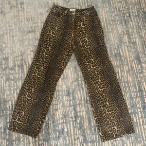 Leopard Print Straight Leg Jeans